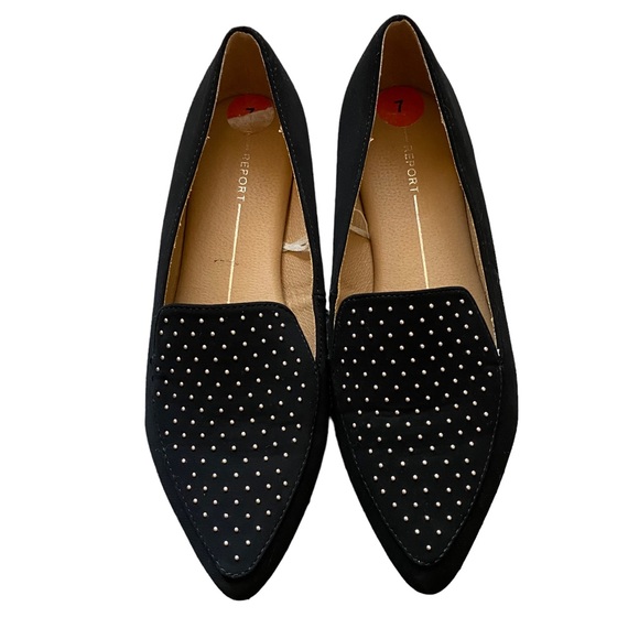 Report Black and Silver Rhinestone Pointed Toe Flats - Picture 2 of 7